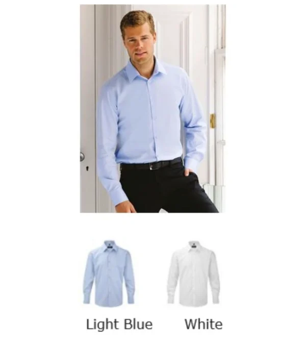 Russell Collection 962M Men's Long Sleeve Herringbone shirt